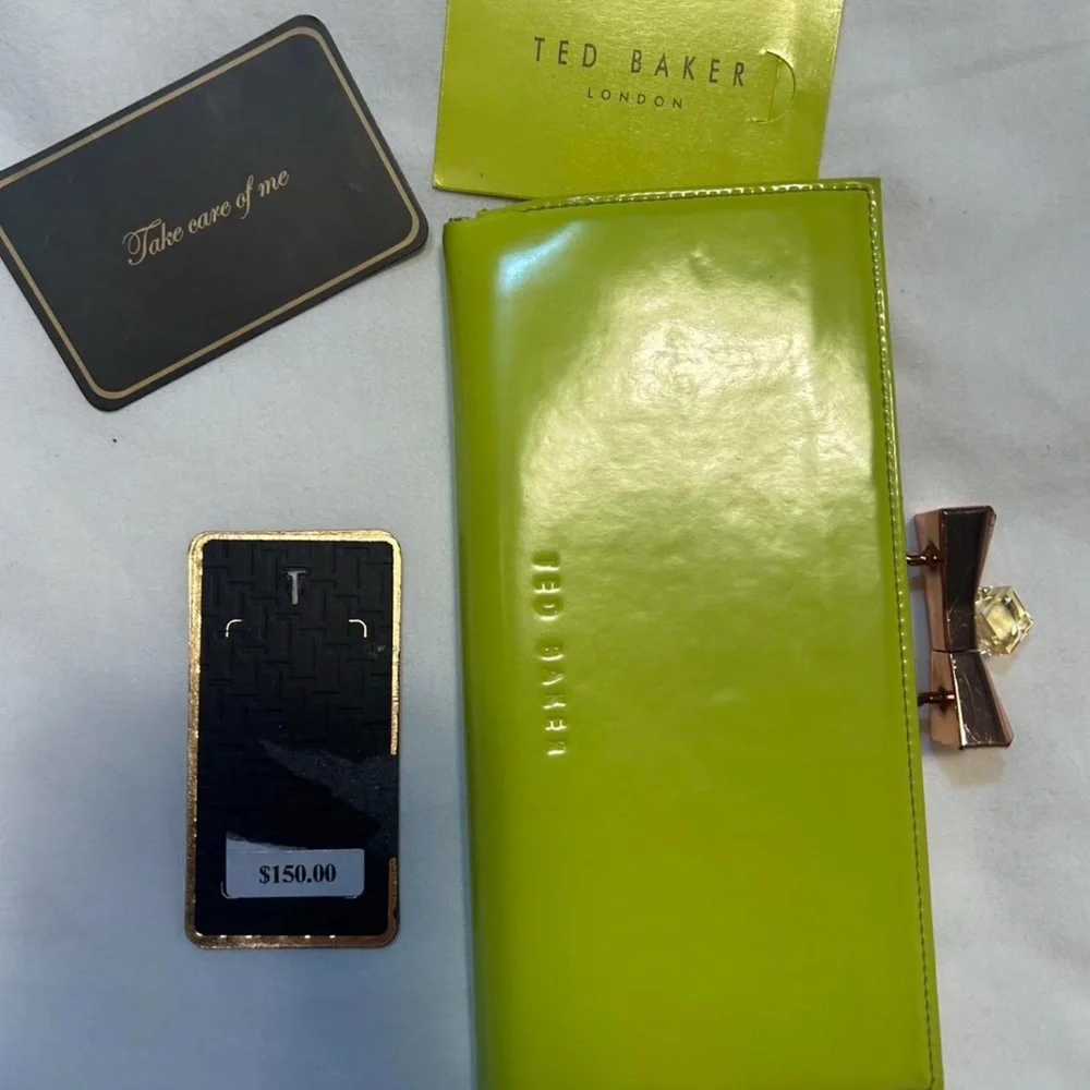 Ted Baker Chartreuse Clutch with Gold Clasp - Picture 2 of 8